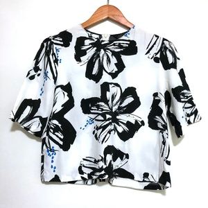 Zara Woman Cropped Floral T-Shirt Blouse